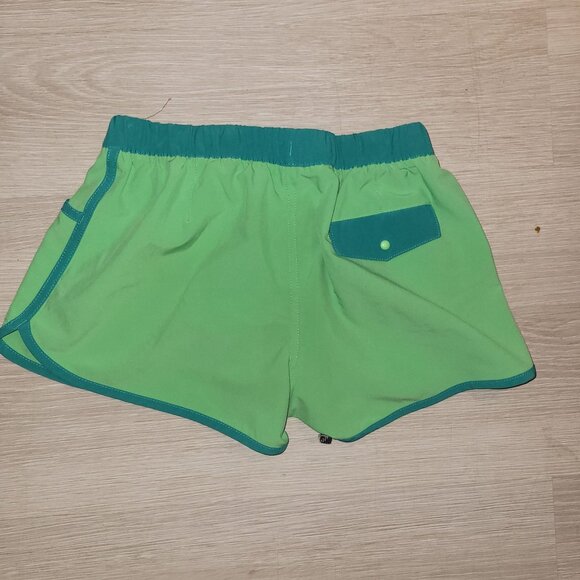 Patagonia Womens XS Athletic Shorts Green W/ Teal Accents Elastic Waist Pockets - Picture 5 of 5